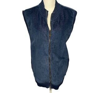 Vtg Alfred Dunner‎ 90s Women's Blue Corduroy Full Zip Sleeveless Vest Size 18